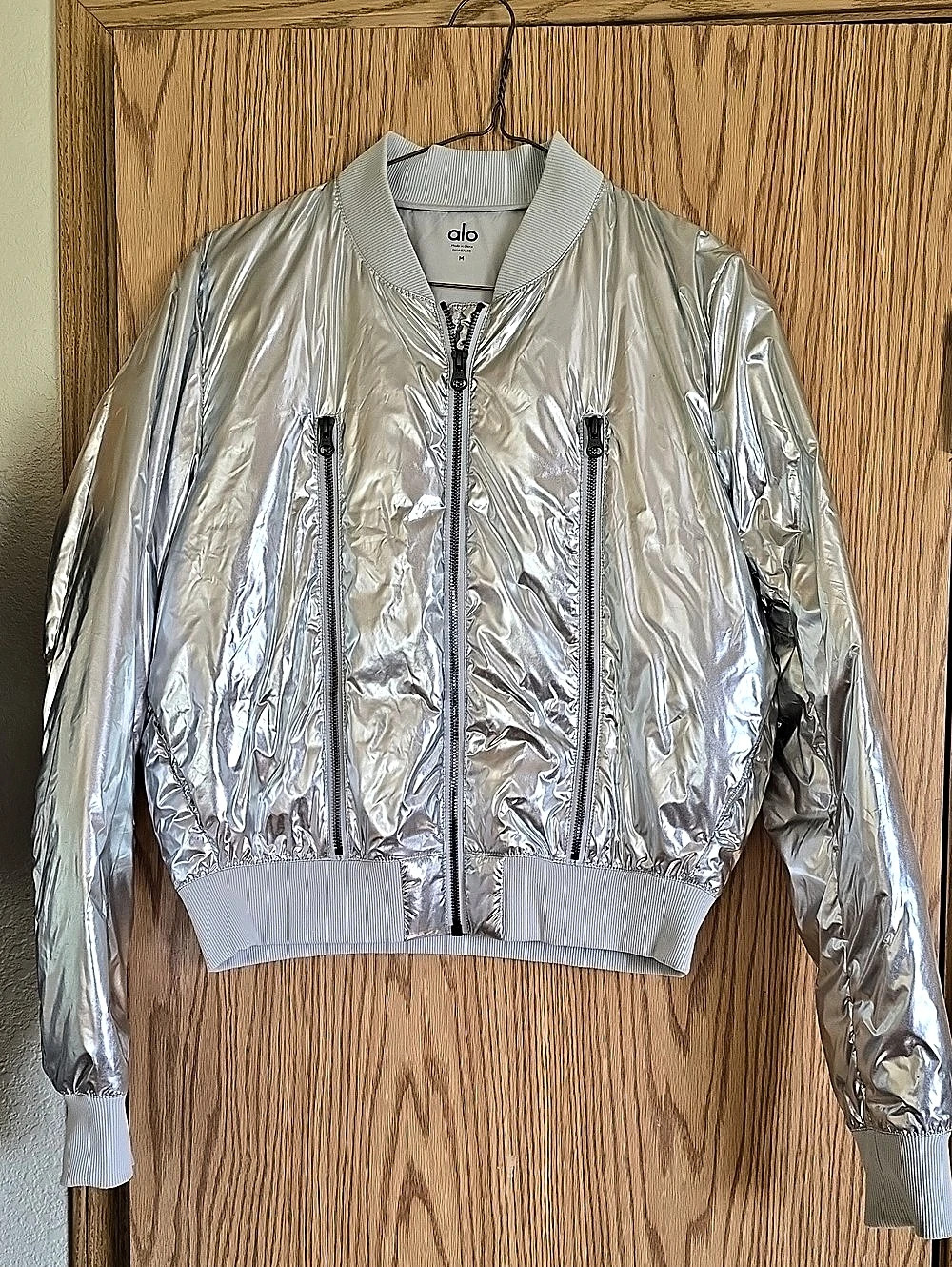 alo Metallic Bomber Jacket Size Medium Like New